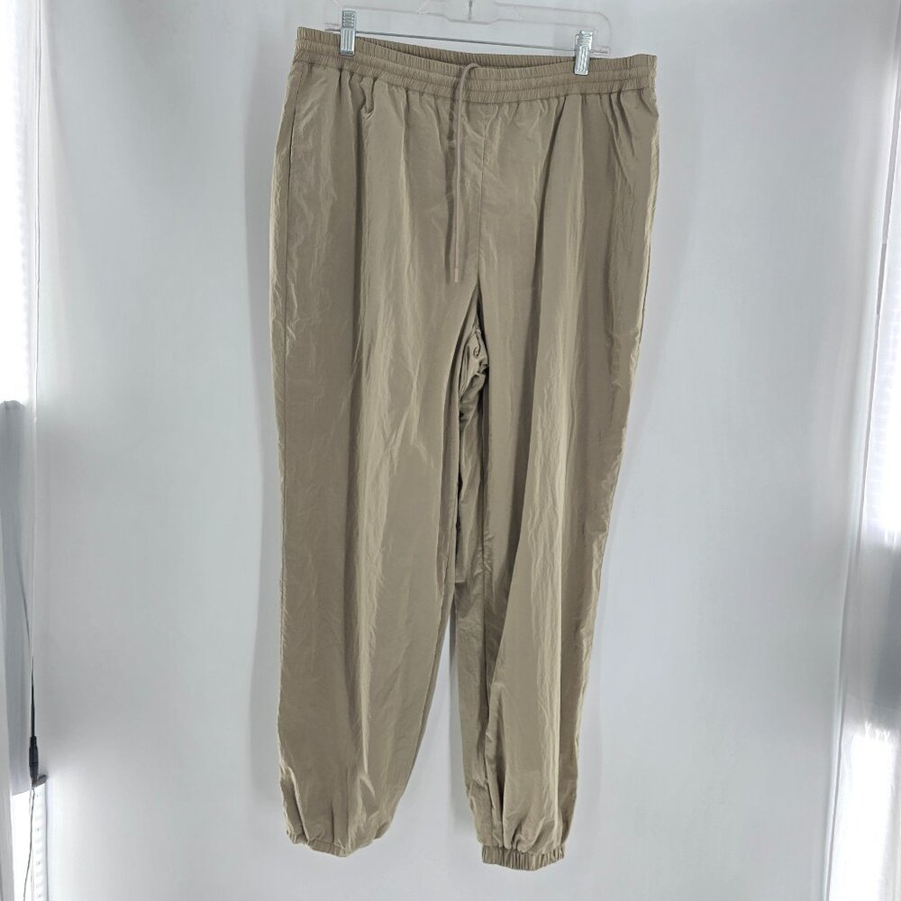 Good American Essential Track Pants Joggers Size XL Medium Brown High Rise Nylon